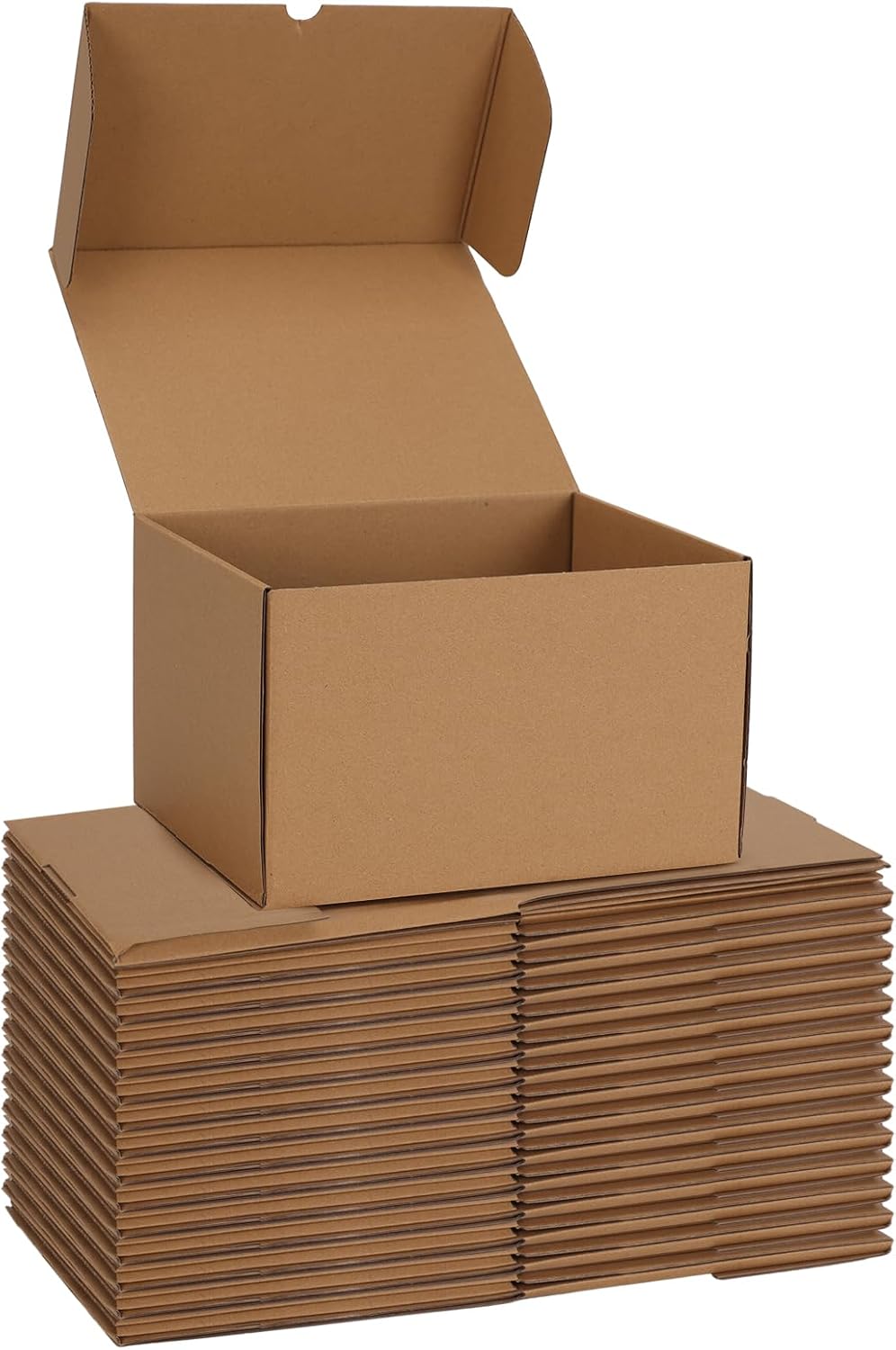 10x8x6 Shipping Boxes, 15 Pack Brown Kraft Folding Mailer Boxes, 3-Ply Corrugated Cardboard Box Mailers for Small