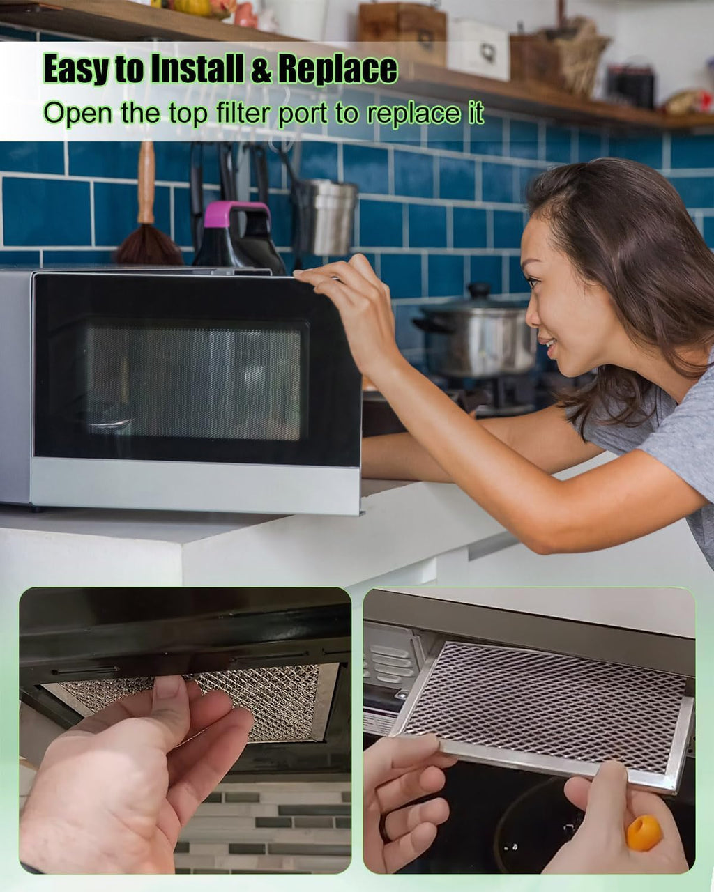 3 Pcs Microwave Charcoal & Grease Filter Fit for Samsung ME18H704SFS