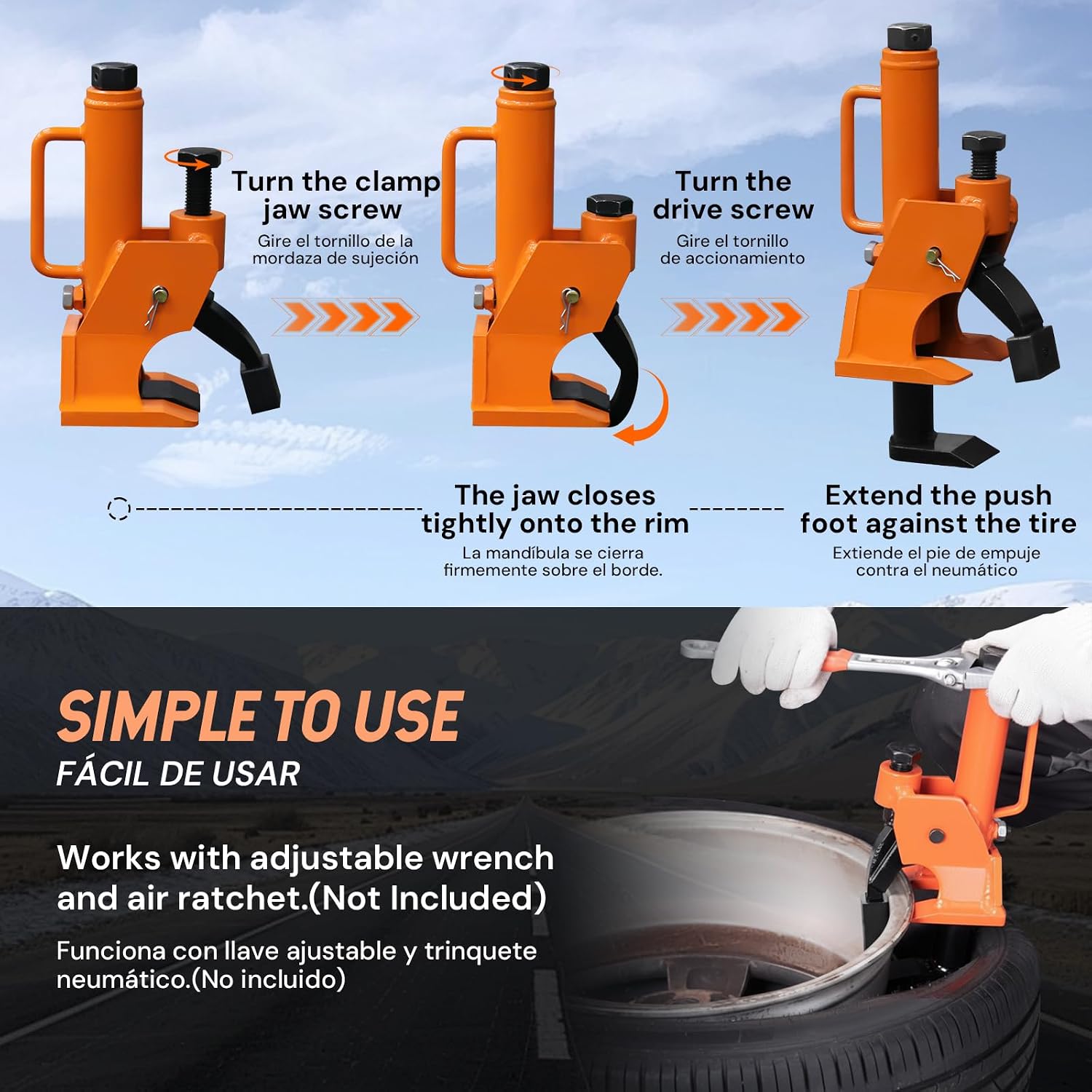Manual Tire Bead Breaker Tool for Tires Removal, 38"-42" Tire Changer with Handle and Rubber Pad, Heavy Duty Bead