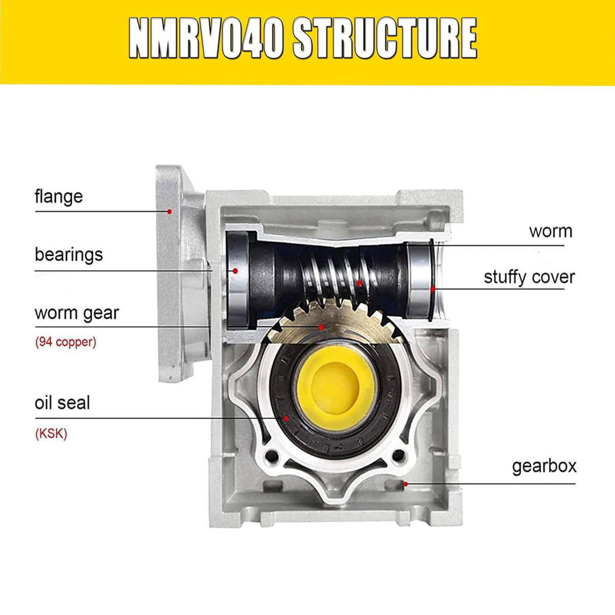 Worm Gear Gearbox Metal Reducer NMRV040,Input 14 mm,Output 18mm