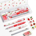 Cute Strawberry Pens Set Include Kawaii 0.5mm Strawberry Mechanical Pencil,Mechanical Pencil Lead Refills,Erasers,Gel