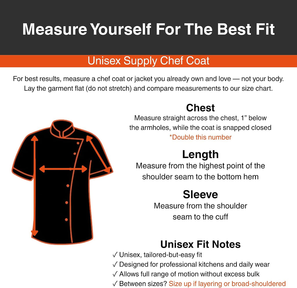Supply Chef Coat for Men, Premium Design and Functionality (XS-4X)