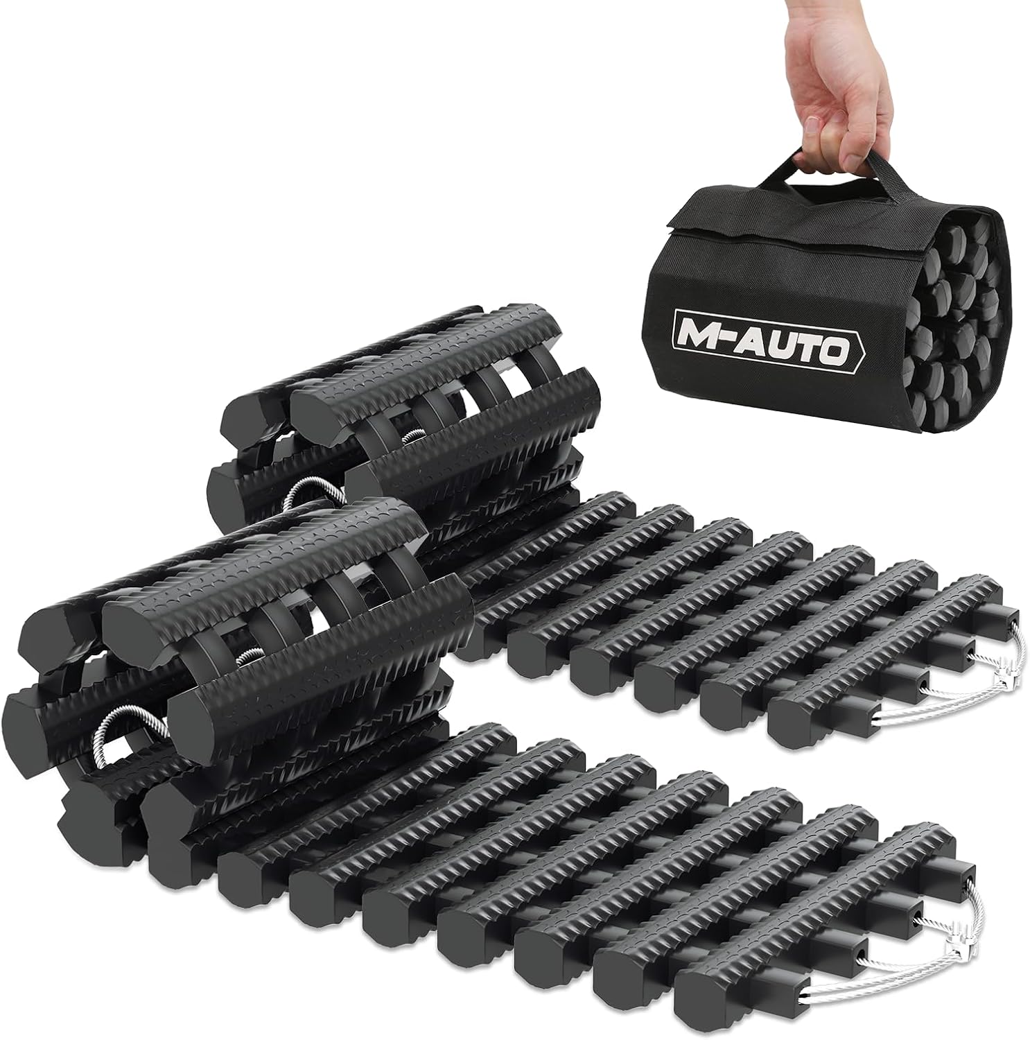 2 Pack Tire Traction Mat Portable Recovery Track Emergency Devices for Vehicle to Get Unstuck from Snow, Mud, and