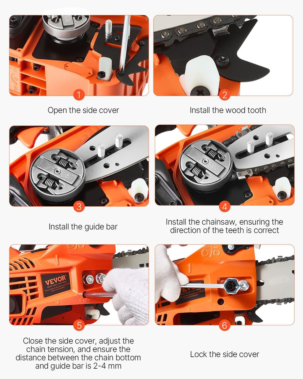 25.4 CC 2-Cycle Top Handle Gas Powered Chainsaw 12 Inch Petrol Handheld Cordless Chain Saw for Tree Wood Cutting