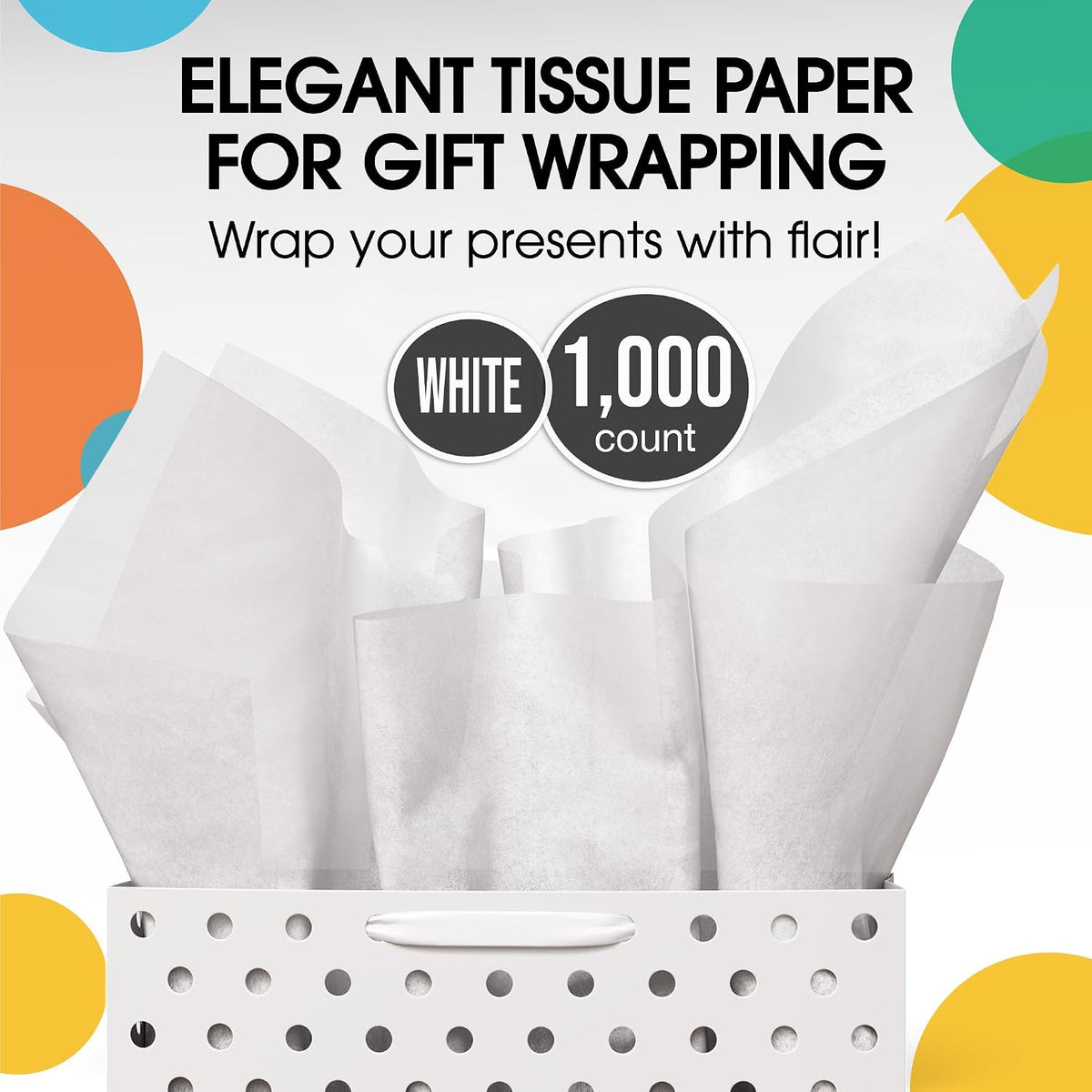 White Tissue Paper for Gift Bags 20" X 30" 1000 Sheets