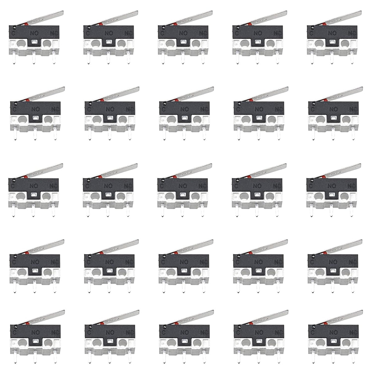 50PCS Micro Limit Switch AC 125V 3Pin with Lever 13.5MM Momentary Push Button
