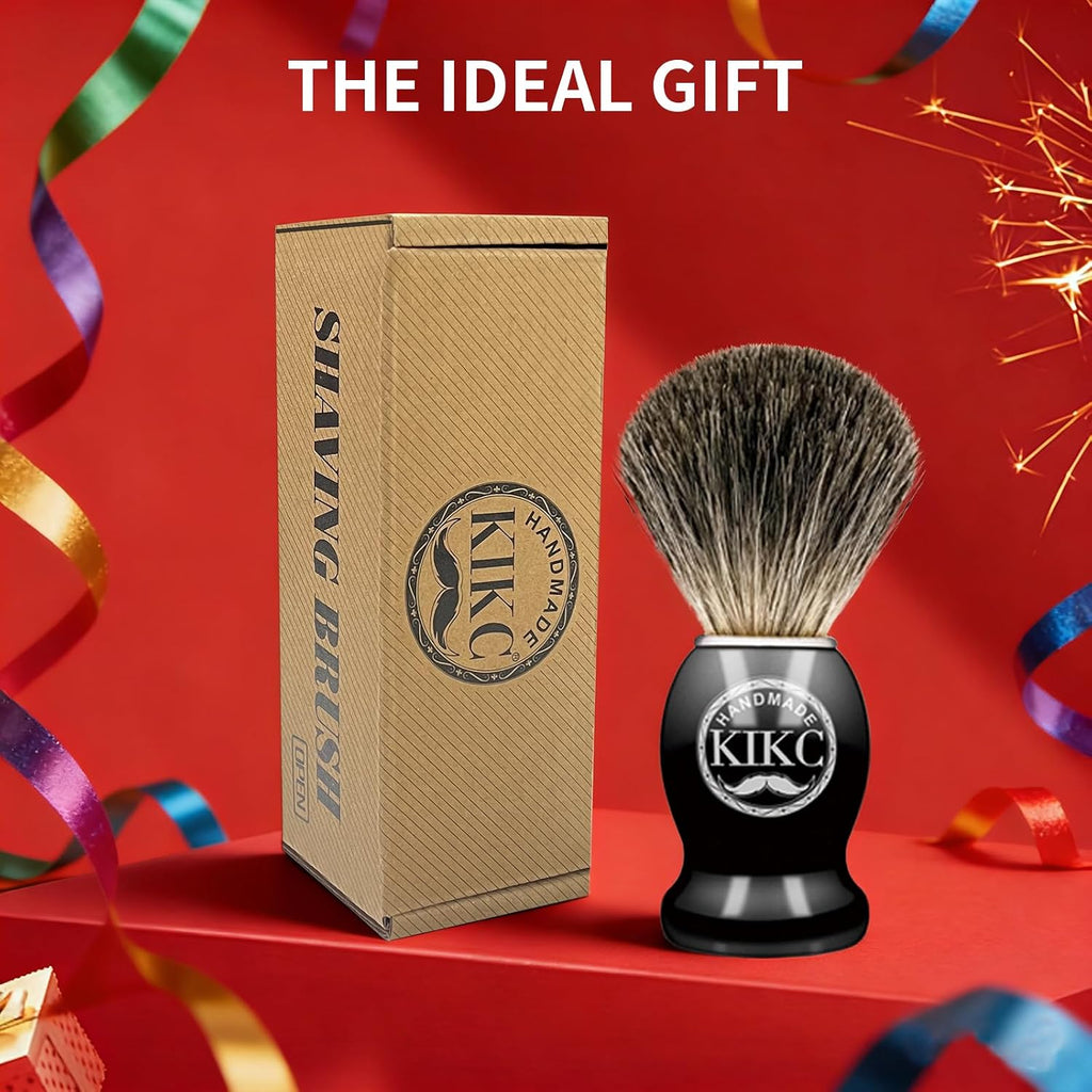 Hand Crafted Pure Badger Shaving Brush for Wet Shave, Soft Bristle, Wood Handle Black Color, Best Gift for Bearded Man