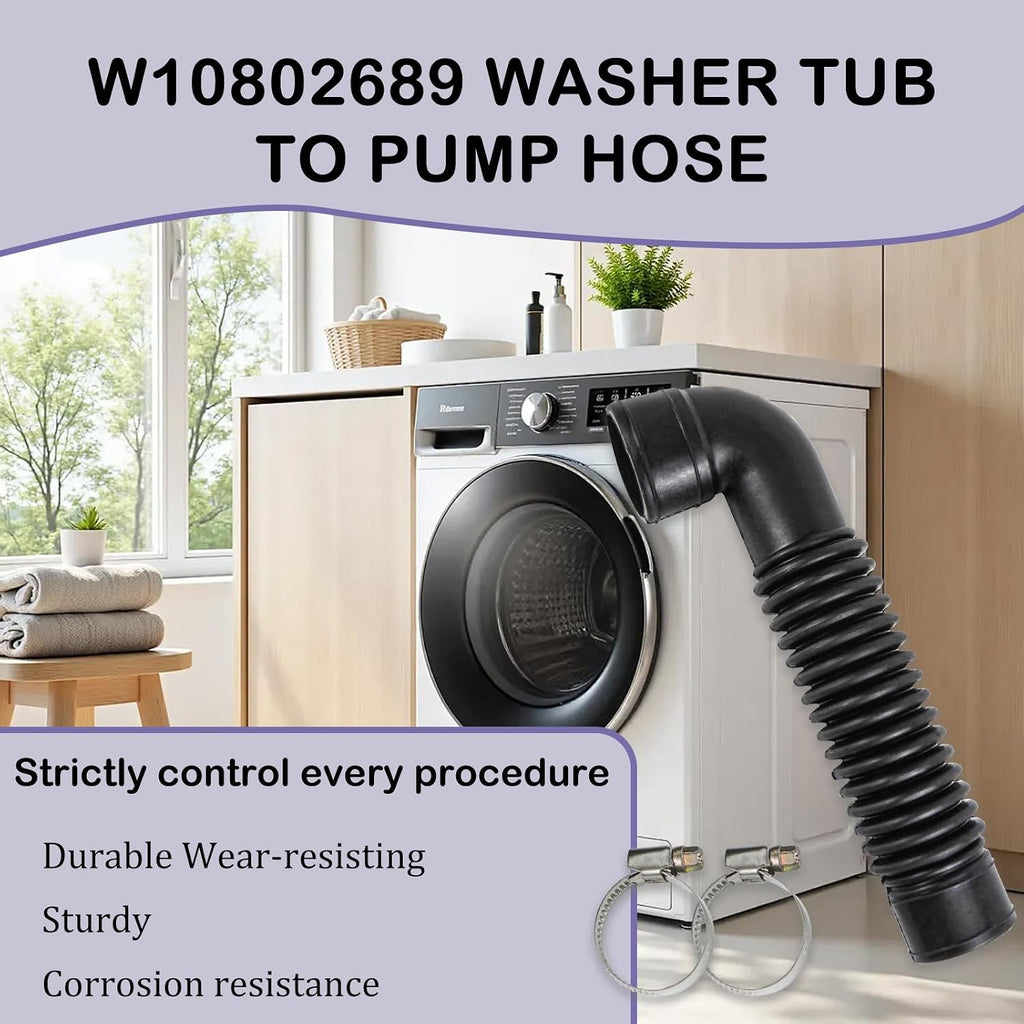 W10802689 Washer Tub-to-Pump Hose Replacement for Whirlpool Maytag Kenmore