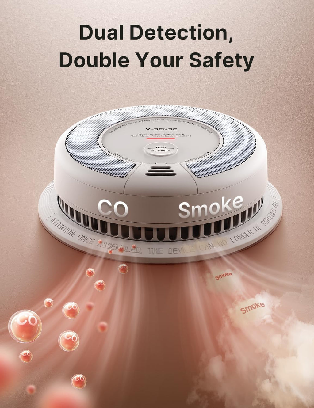 Smoke Detector Carbon Monoxide Alarm Combo 10-Year Battery, UL 217 & UL 2034 Certified, Model SC06, 1-Pack | 10-Year