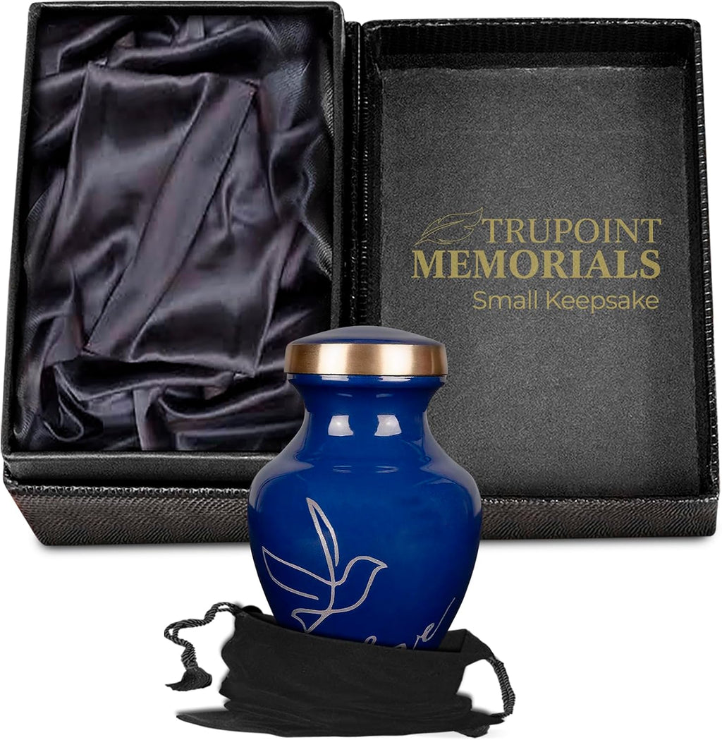Small Urns for Human Ashes Keepsake, Love Dove Bird Decorative Mini Cremation Urns for Adult Men & Women, Small Dark