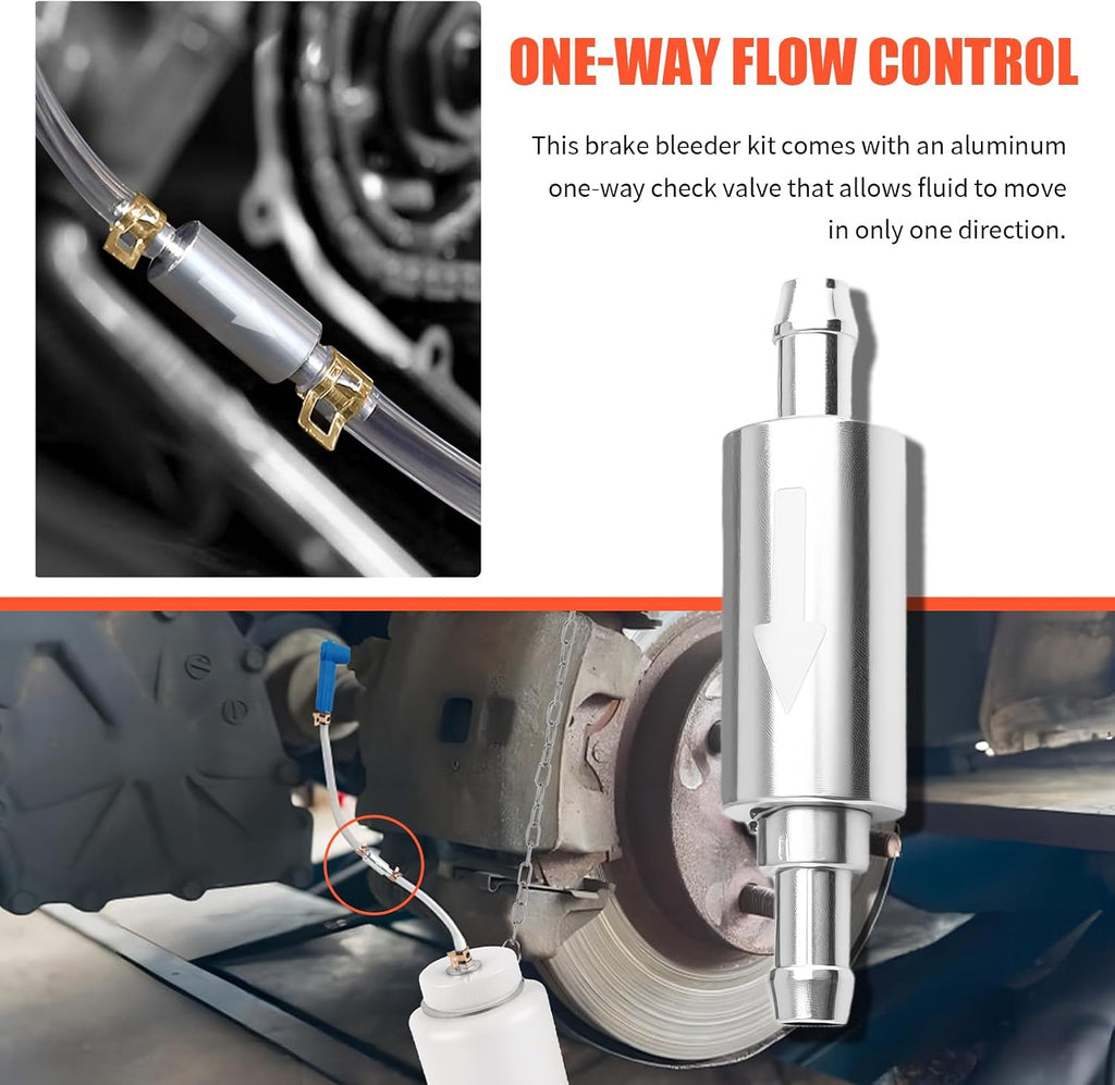 Brake Bleeder Kit with 1L Brake Bleeder Bottle/One Way Check Valve