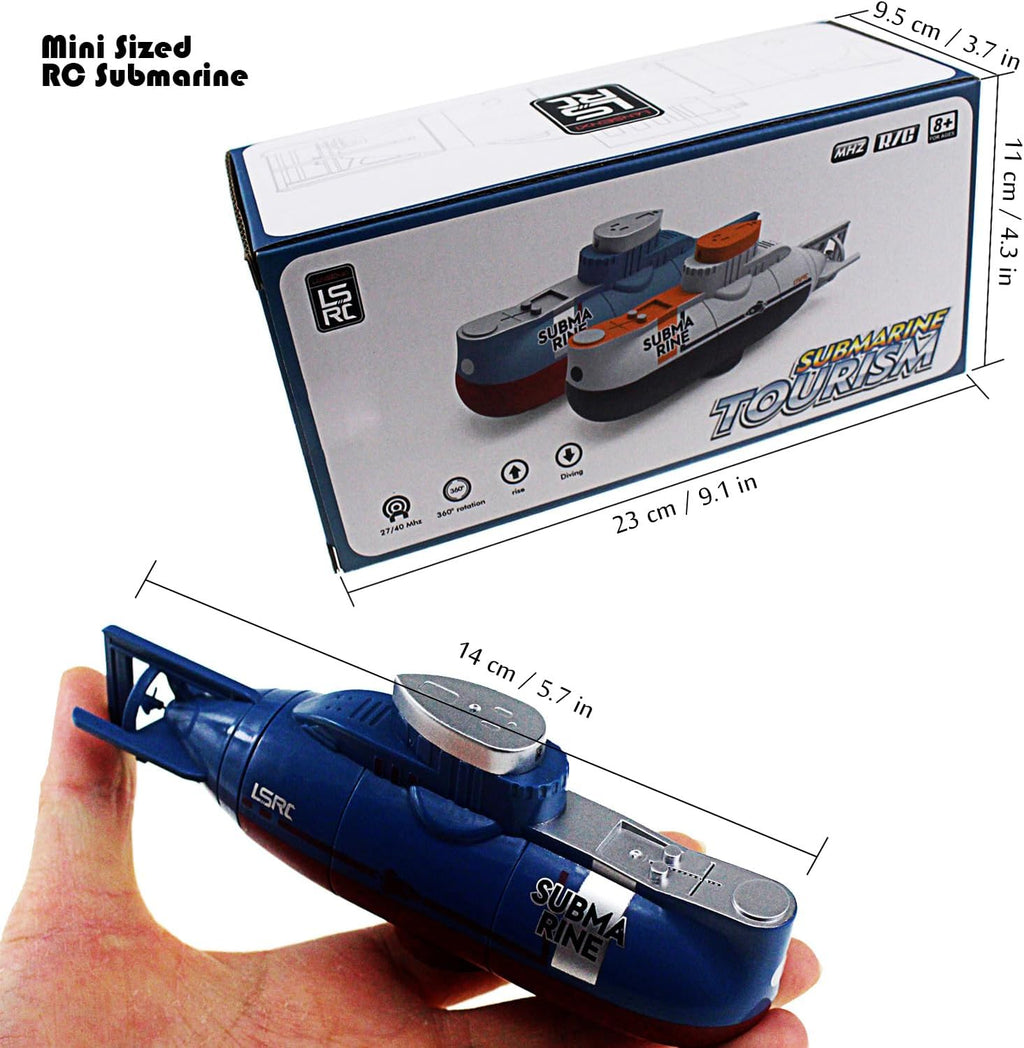 Mini RC Submarine Toy Radio Remote Control Tourism Boat Diving Waterproof for Indoor Fish Tank Bathtub Water Kids