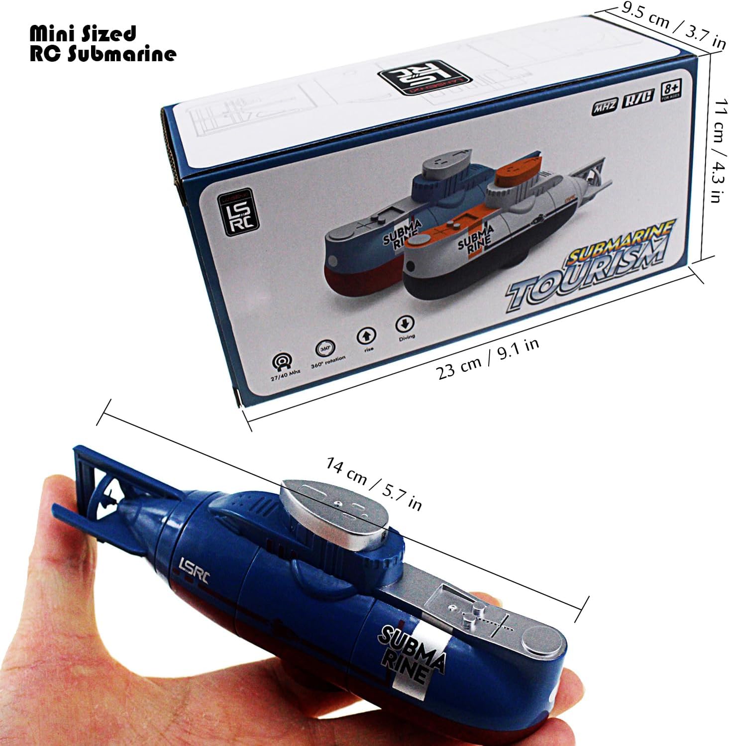 Mini RC Submarine Toy Radio Remote Control Tourism Boat Diving Waterproof for Indoor Fish Tank Bathtub Water Kids
