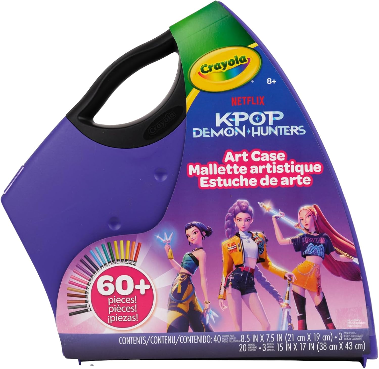 Kpop Demon Hunters Art Case (40+pcs), Coloring & Sticker Craft Kit | Arts & Crafts Kit, Holiday, Birthday Gift for