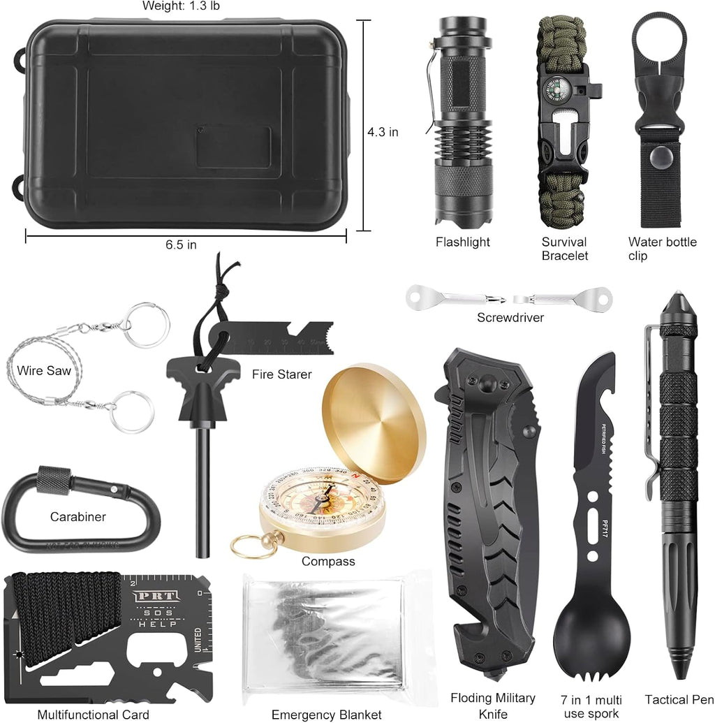 Survival kits 17 in 1, Emergency Survival Gear and Equipment, Cool Gadgets for Men Camping Fishing Hunting Outdoor