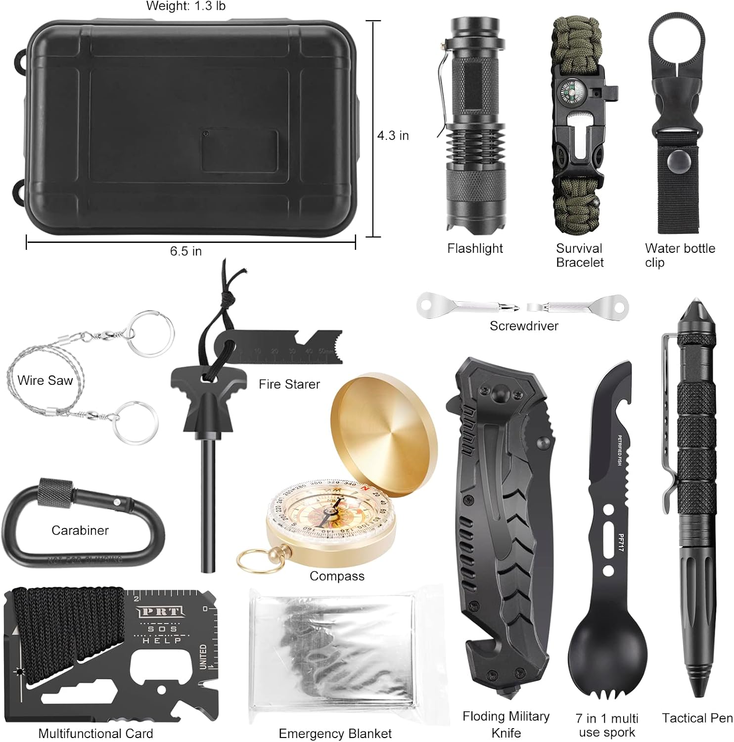 Survival kits 17 in 1, Emergency Survival Gear and Equipment, Cool Gadgets for Men Camping Fishing Hunting Outdoor