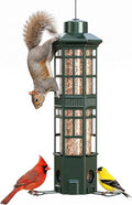 Metal Hanging Squirrel Proof Bird Feeders, Gravity Spring Closure System, Chew Resistant, Large Capacity