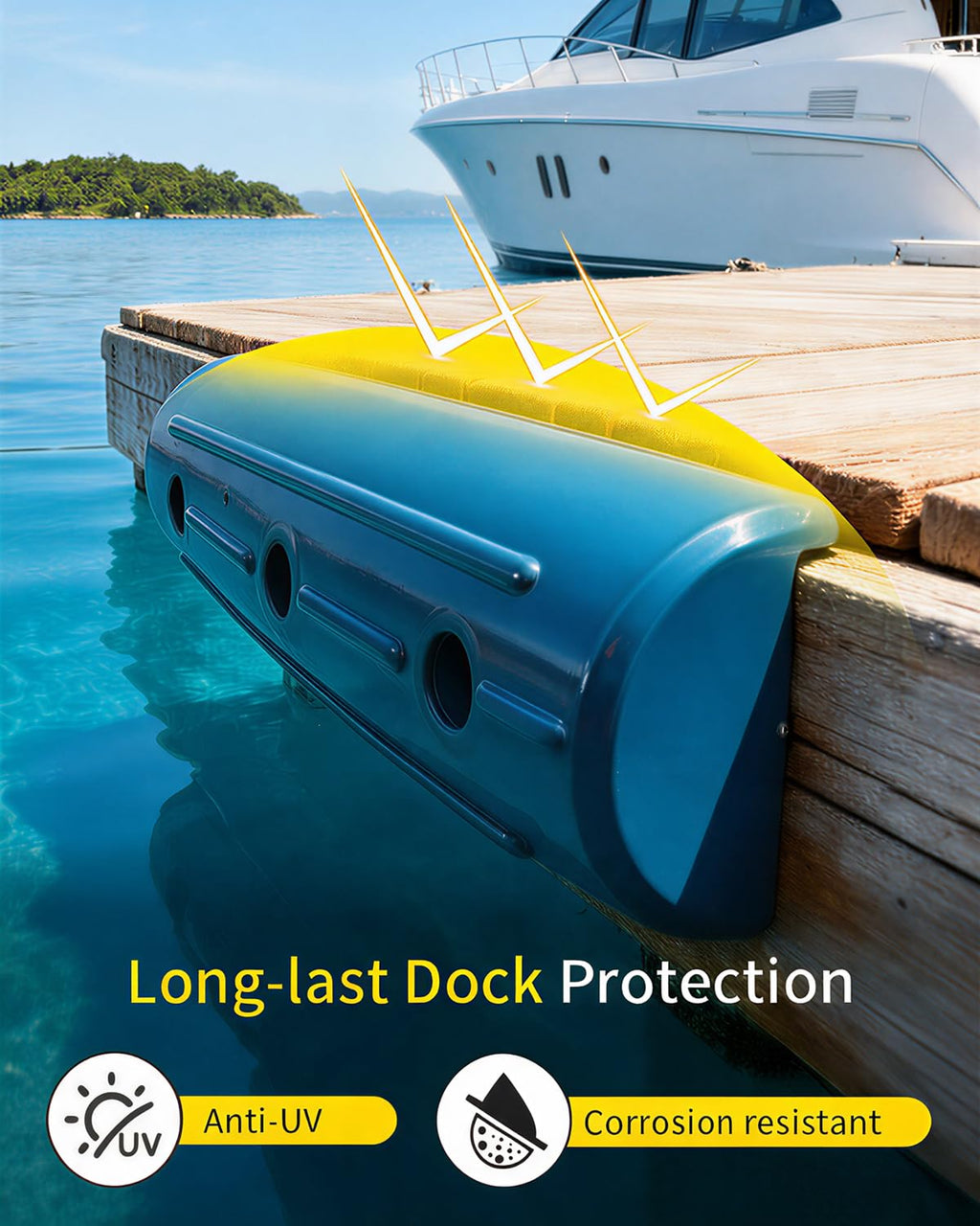 Dock Fender Bumpers, 17" Horizontal Edge Guard, Blue 6 Pack