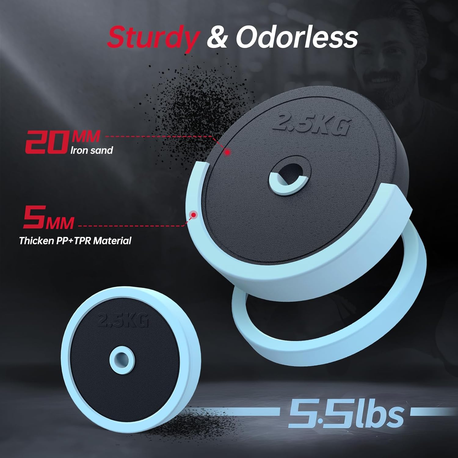 Adjustable Dumbbell Set, 45lbs Free Weight Set with Connector, 5 in 1 Weight Set Used as Kettlebells, Barbell, Push