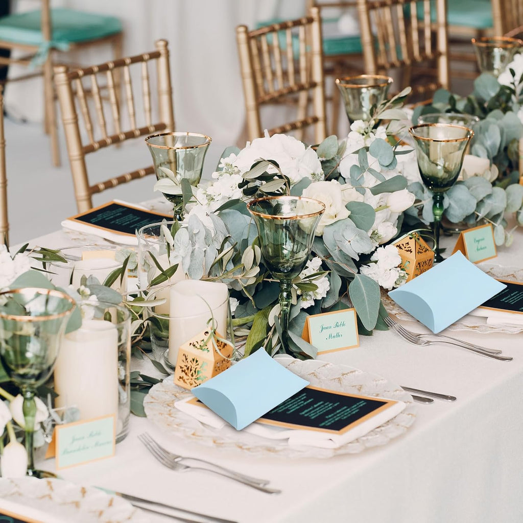 Pillow Boxes Wedding Gift Boxes 2.6x2.6x1 Light Blue 50Pcs