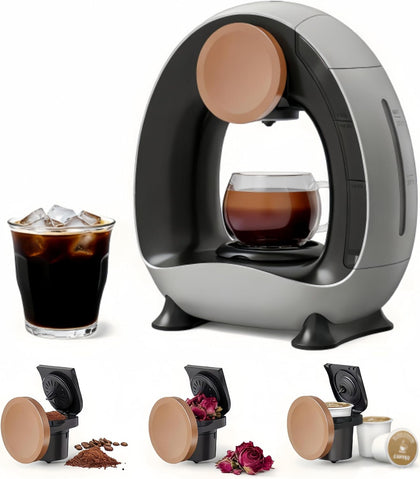 Single Serve Coffee Maker, 3-in-1 K-Cup Coffee Machine Compatible with Pods, Ground Coffee & Tea, Fast 20s One-Button