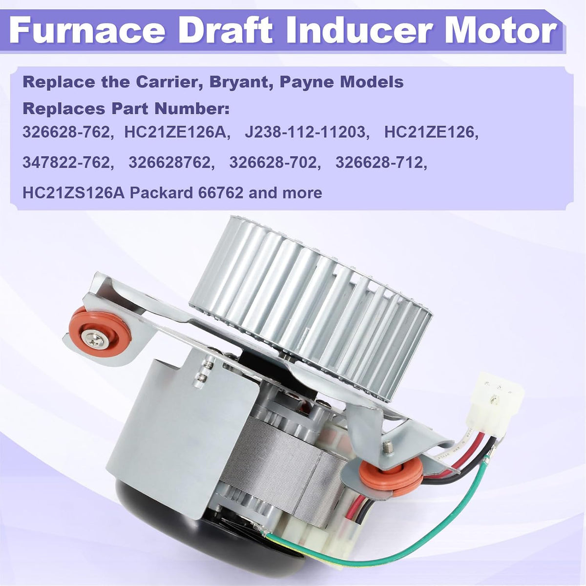 Furnace Draft Inducer Blower Motor Compatible with Carrier, Bryant, Payne 326628-762 Furnace Exhaust Vent Motor Assembly Replacement Packard 66762