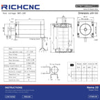 RICHCNC Nema 23 High Torque CNC Stepper Motor 353oz.in/2.5Nm Bipolar 4.0A CNC Mill Lathe Router 57x57x100m