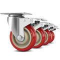 4 Inch Heavy Duty Swivel Caster Wheels with Brake, Set of 4 | Industrial Locking Rolling Plate Casters Wheels for