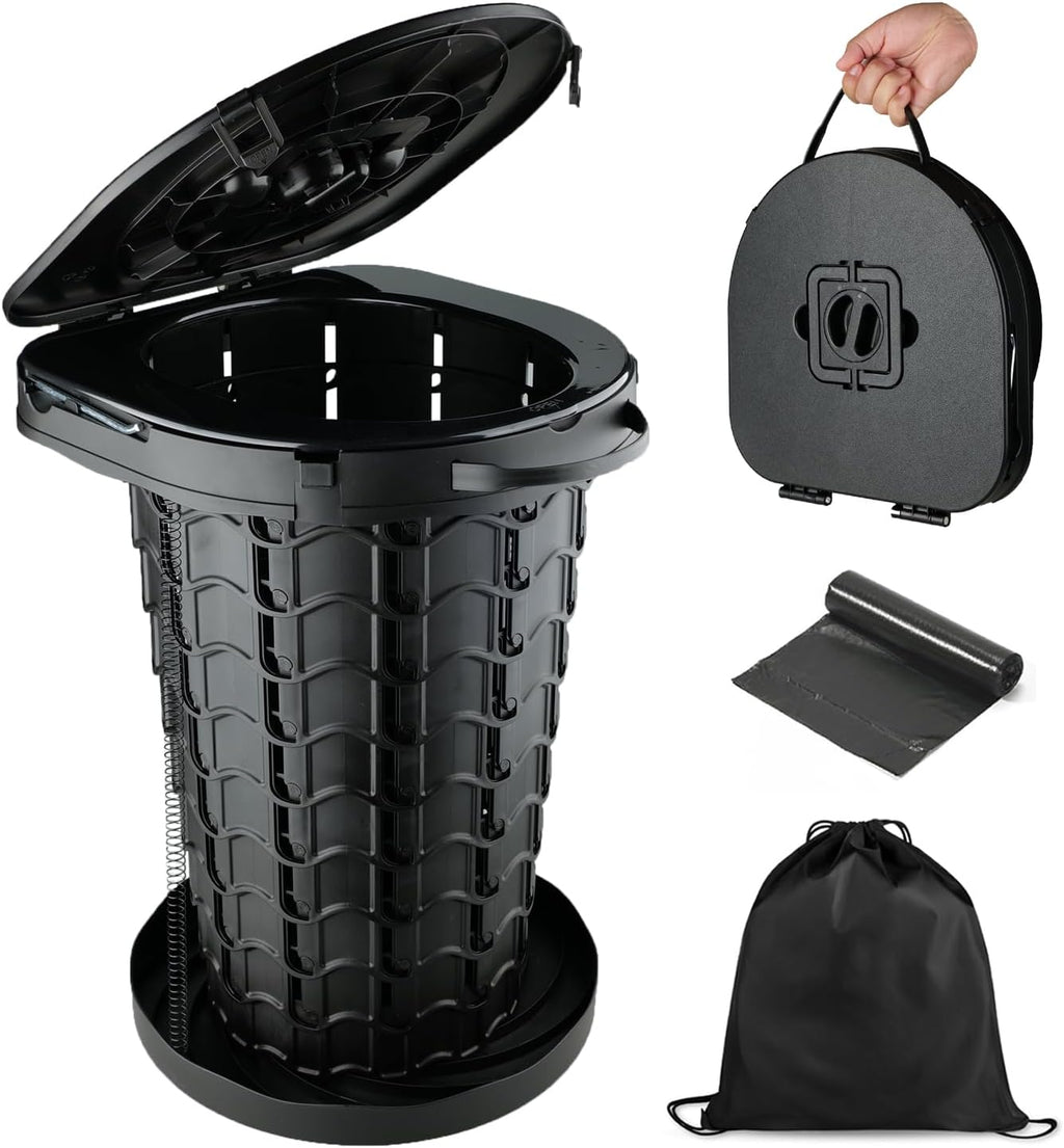 XXL Portable camping Toilet, Foldable and Height Adjustable, Load Capacity 500lbs, with Carrying Handle, Perfect for