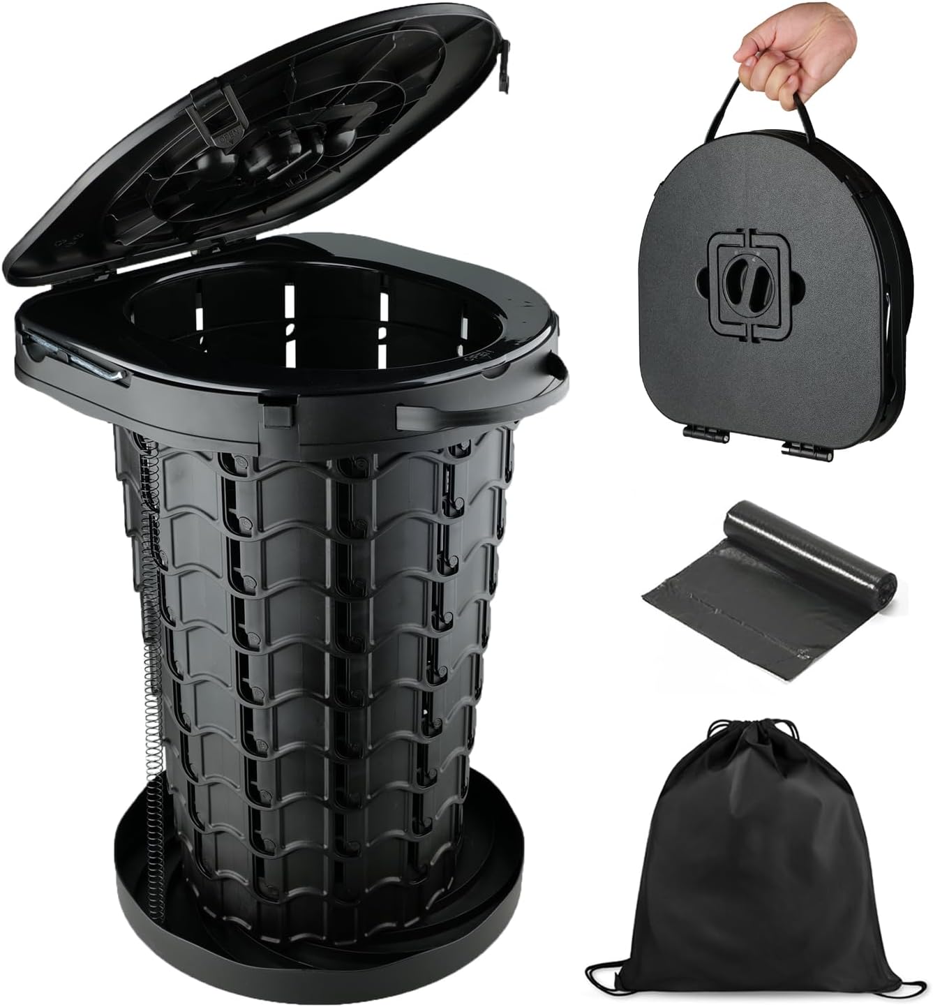 XXL Portable camping Toilet, Foldable and Height Adjustable, Load Capacity 500lbs, with Carrying Handle, Perfect for