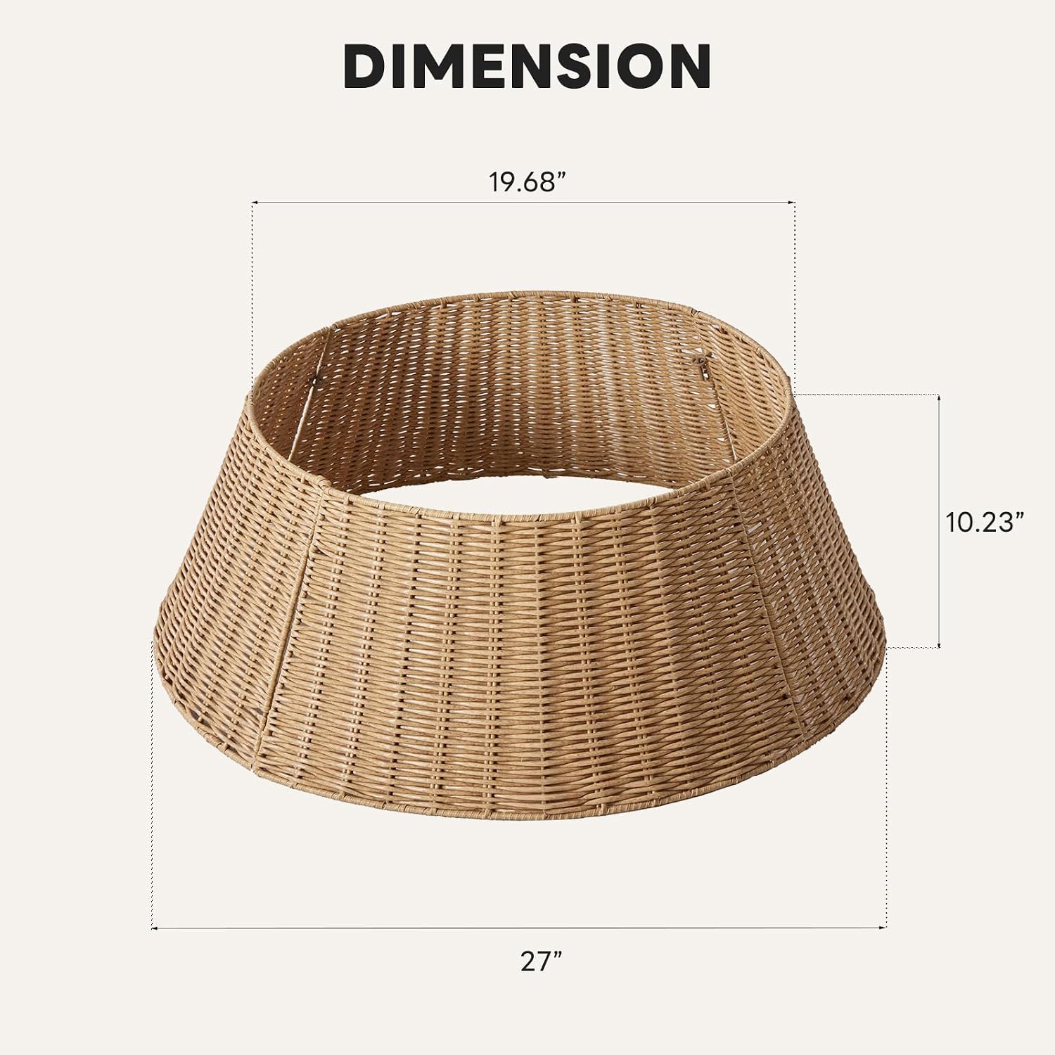27in Christmas Tree Collar, Wicker Skirt for 7.5ft Artificial Trees, 4-Piece Wicker Base Cover, Natural