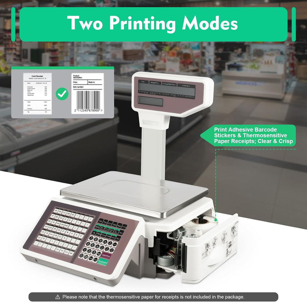 Price Computing Scale, Commercial Digital Deli Weight Scales, Electronic Food Scale with Vertical Pole for Retail