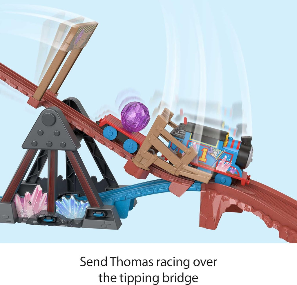 Thomas & Friends Motorized Toy Train Set Crystal Caves Adventure with Thomas, Tipping Bridge & 8 Ft of Track for