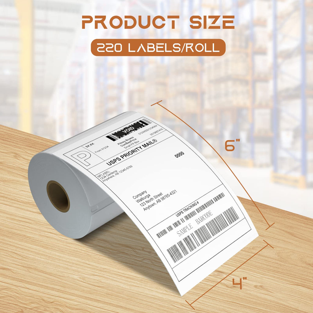 4x6 Direct Thermal Shipping Labels - 4 Rolls, 220 Labels/Roll, Perforated Postage Paper with Alignment Hole