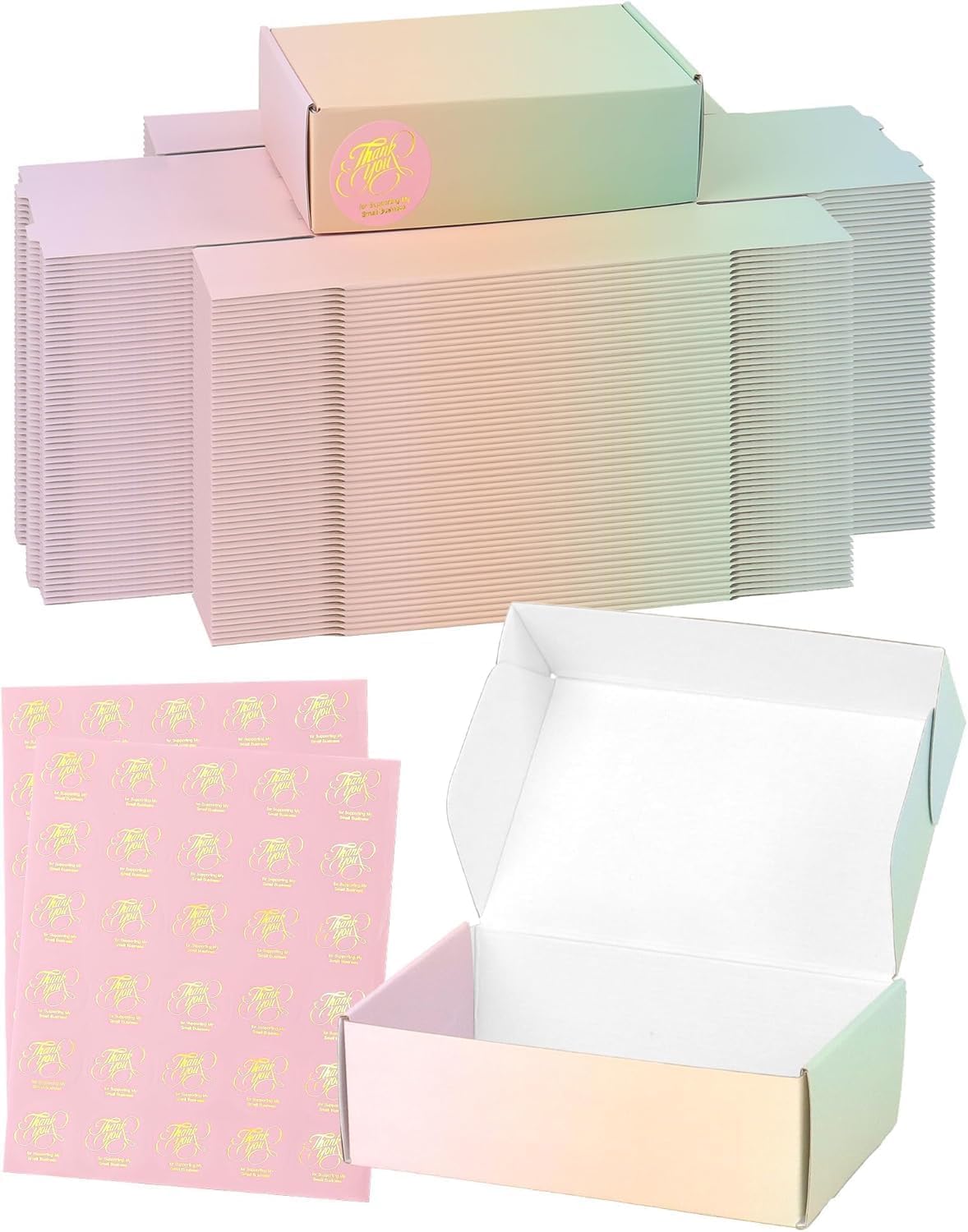 7x5x2 Inch Small Shipping Boxes, Pack of 50 Colored Cardboard Boxes, Cute Mailing Packaging Box for Gift