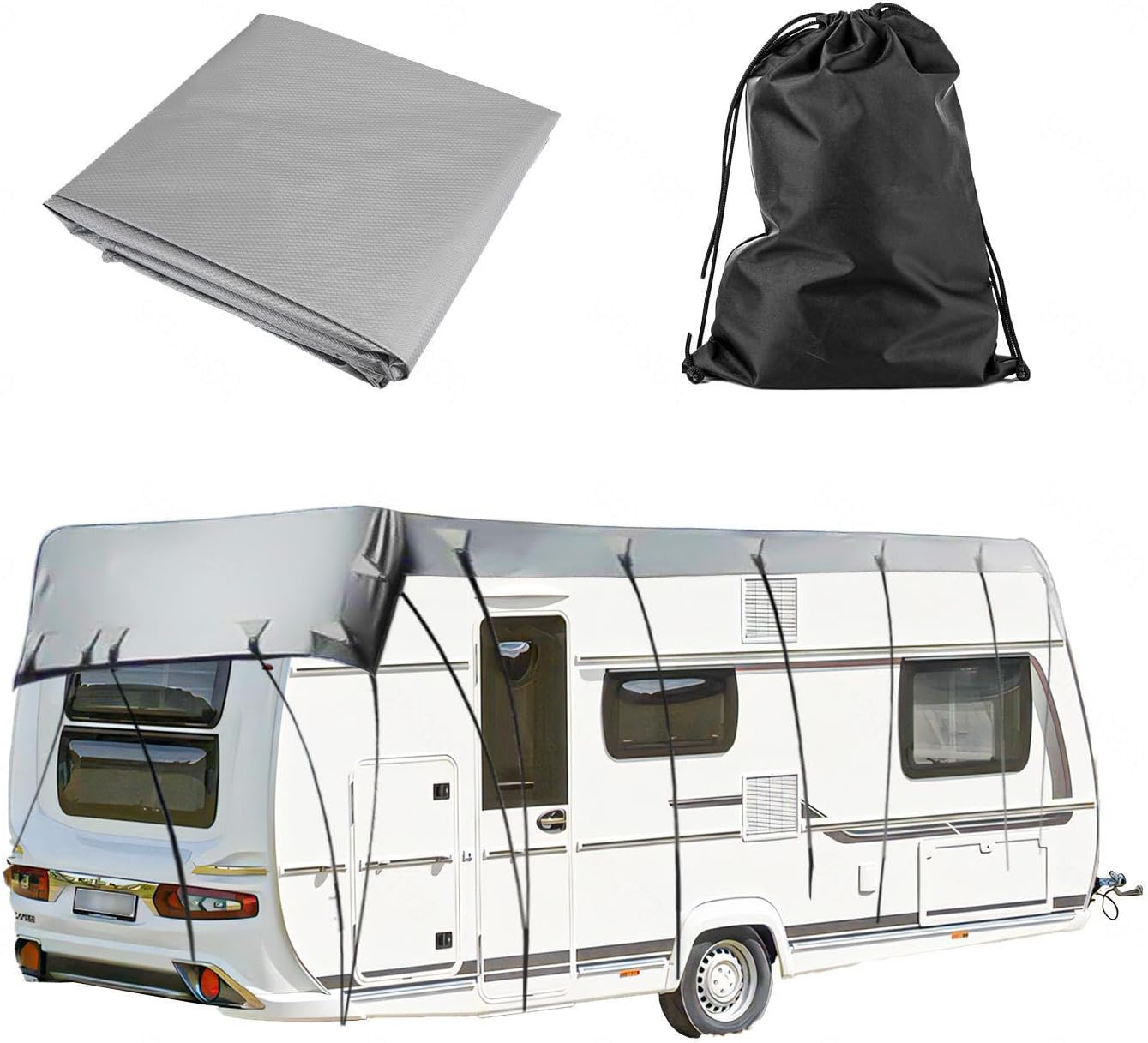 Rv Cover 210D Waterproof Oxford Cloth Travel Trailer Cover Wind, Rain and Snow Proof Class C Rv Cover Rv