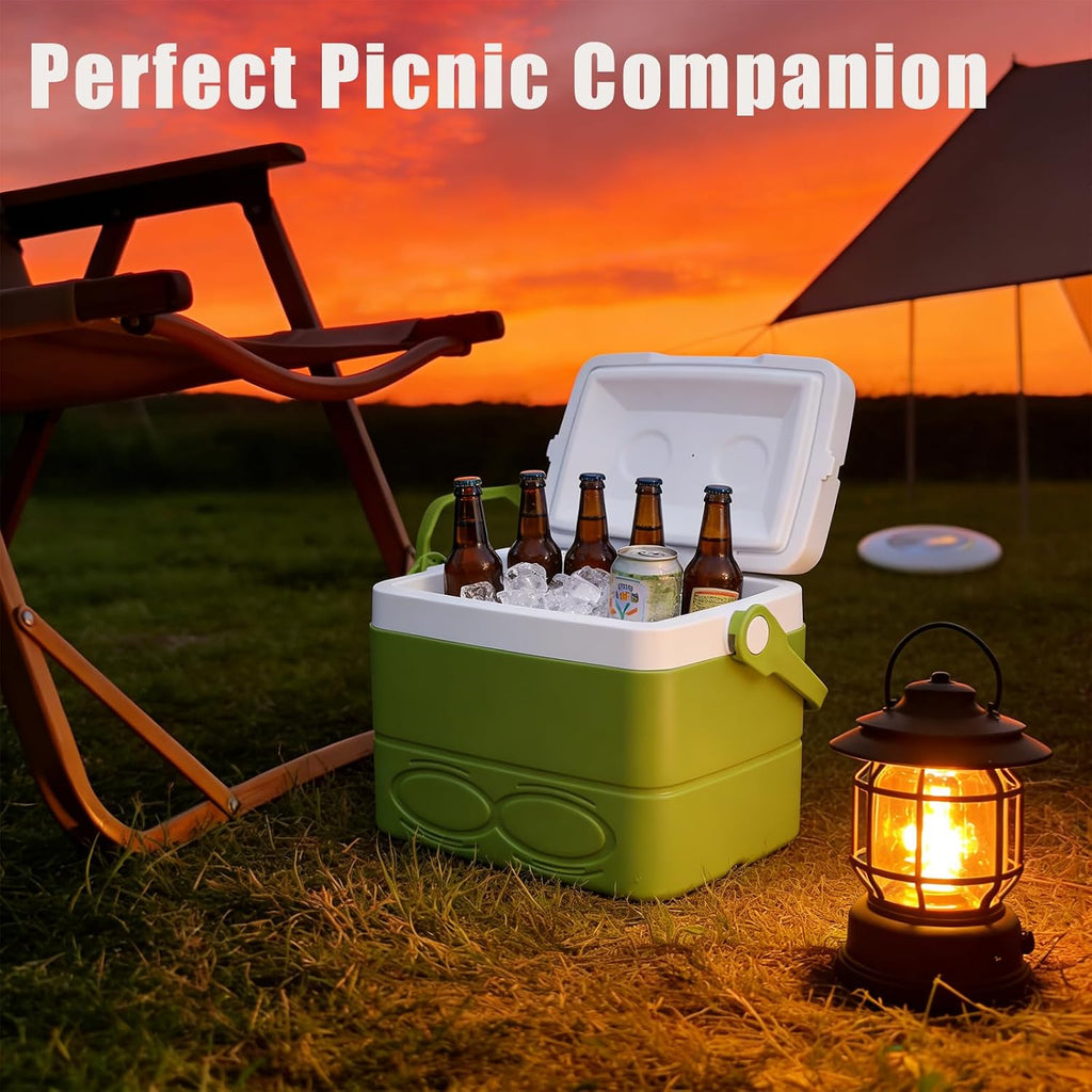 Insulated Camping Cooler, 2.25Gal Portable Small Cooler with Handle, Lightweight with Cup Slots, Ideal for Camping