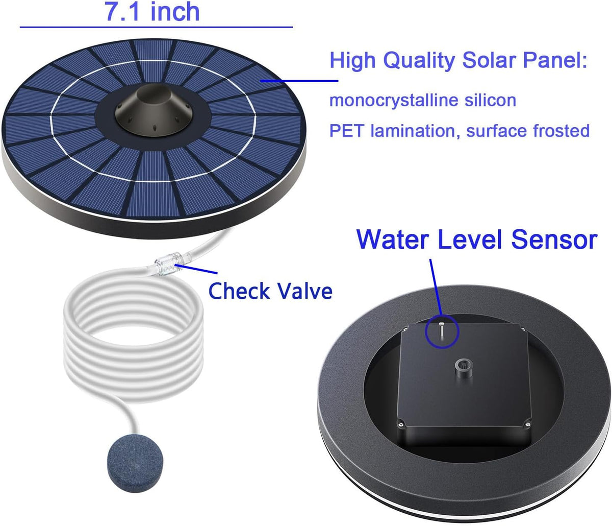2.5W Floating Solar Air Pump Battery with Air Hoses and Bubble Stone Pond Aerator Bubble Oxygenator