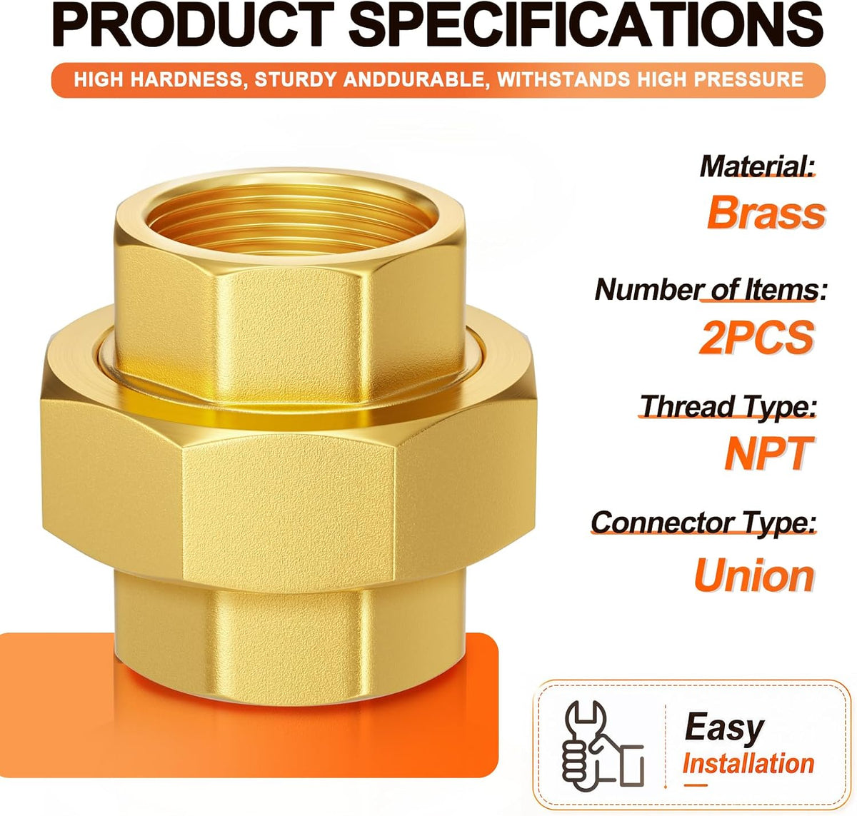 GASHER 2PCS 3/4" FNPT Brass Union Pipe Fitting