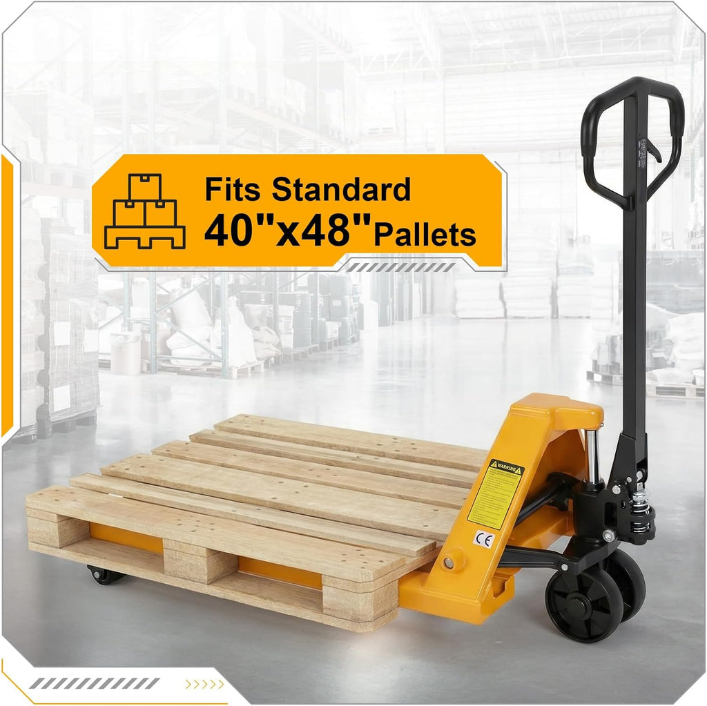 Hand Pallet Jack Truck Duty Industrial Pallet Truck 5500lbs Capacity, 27'' W x 48'' L Forks for Material Handling