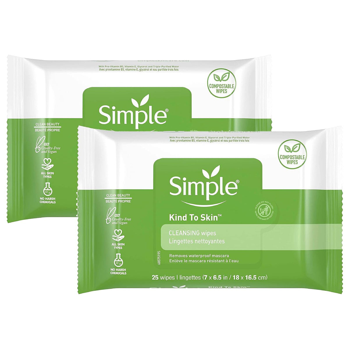 Kind To Skin Cleansing Makeup Remover Wipes, 2 pc
