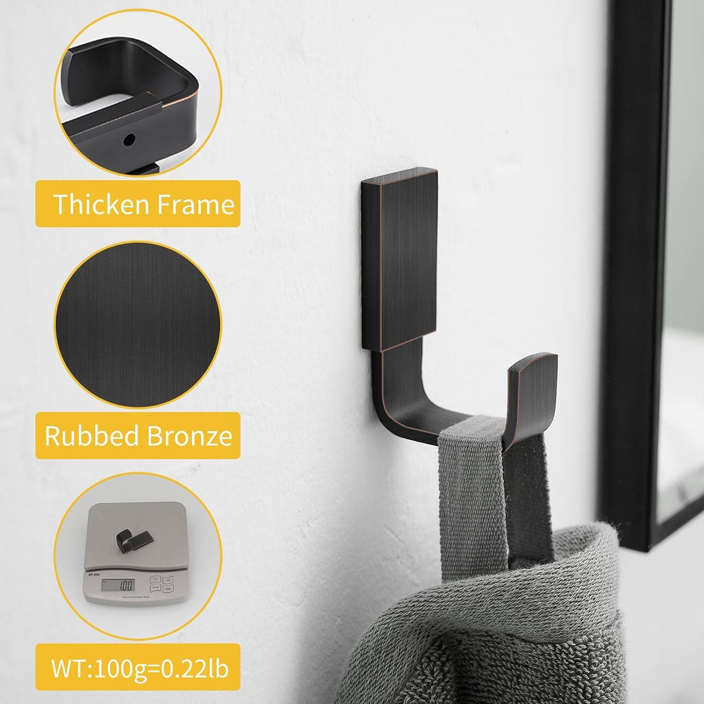 Brass Clothes Hook Single Towel Hook for Bathroom Kitchen Garage Square Style Robe Hooks Coat and Hat Hook, Wall