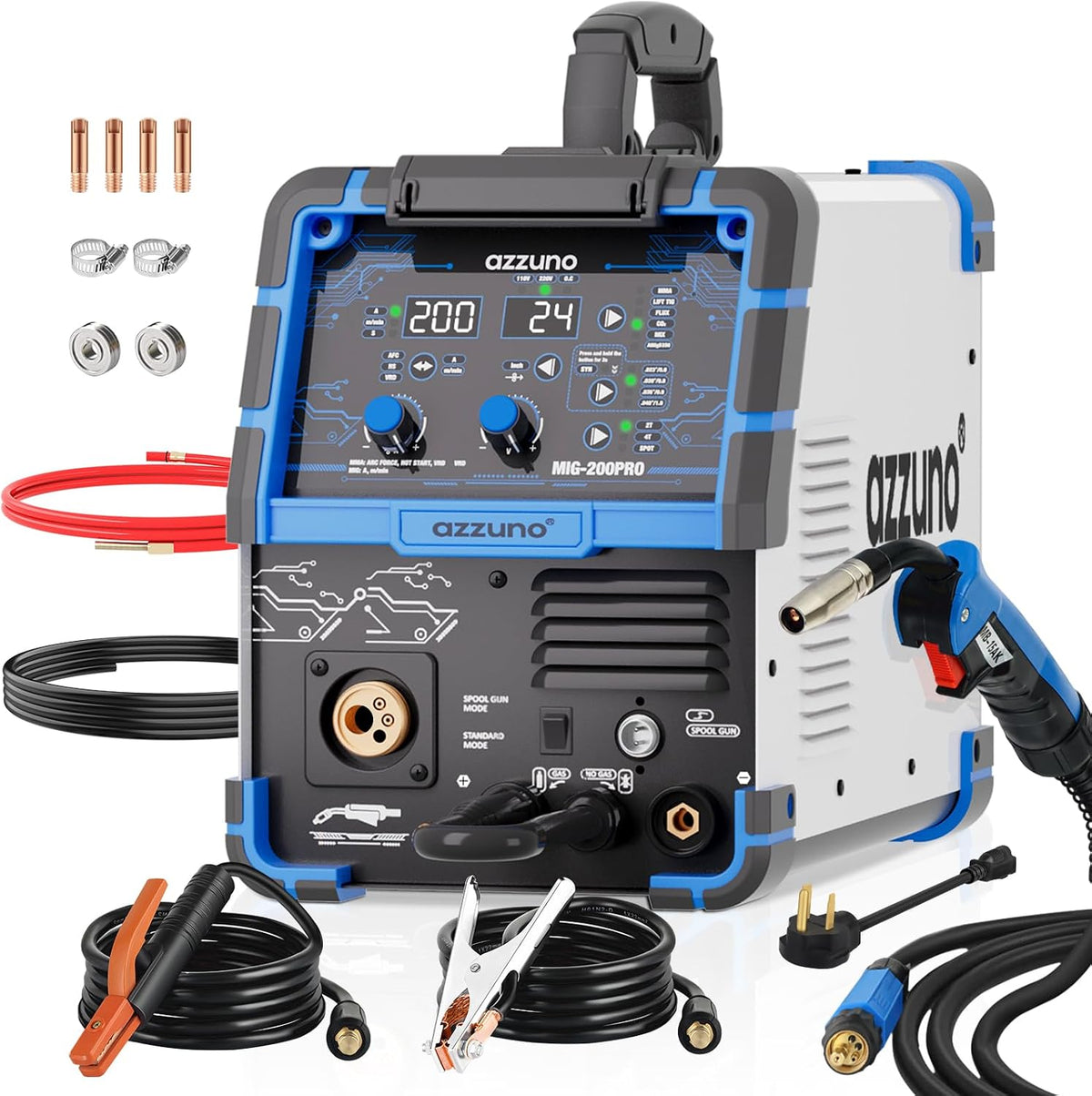 200A MIG Welder, 110V/220V 8-in-1 Aluminum MIG Welding Machine | 8 in 1 Welding, Flux Core MIG, Gas MIG, Gas MAG