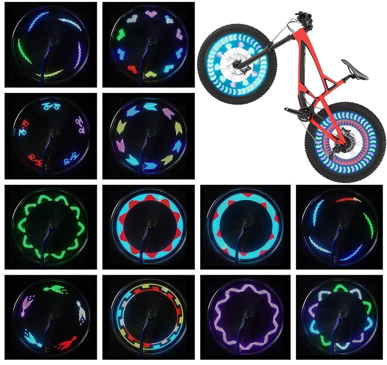 Bike Wheel Lights (2 Pack) - Waterproof LED Bicycle Spoke Tire Lights - 30 Different Patterns Change - Bike