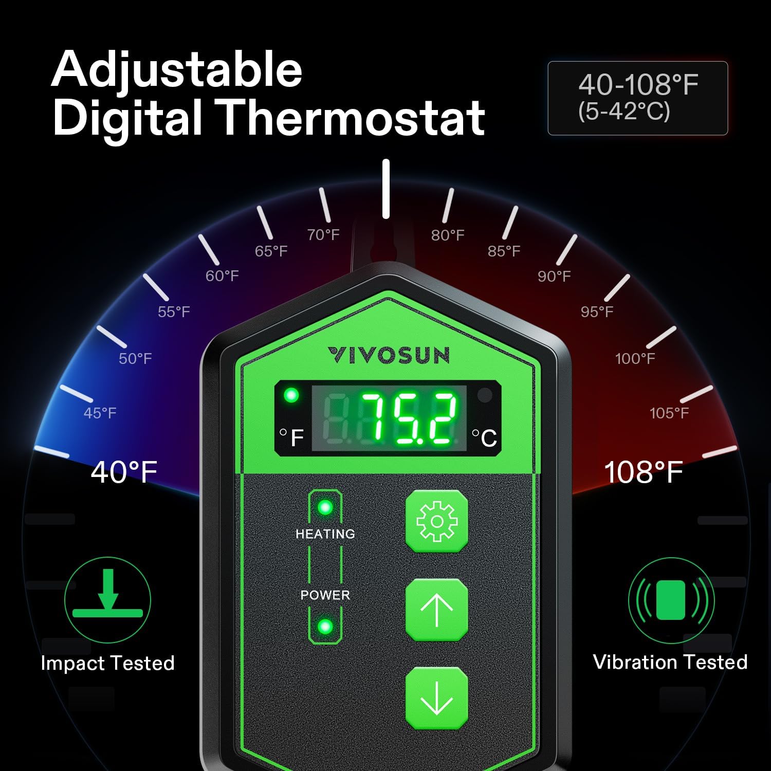 48" x 20.75" Seedling Heat Mat and Digital Thermostat Combo Set | UL & MET-Certified Warm Hydroponic Heating Pad for