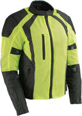 MPL2793 High Vis Green with Black Armored Textile Motorcycle Jacket for Women - All Season Mesh Jacket