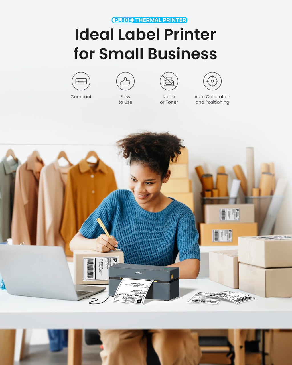 Bluetooth Thermal Shipping Label Printer, 4x6 Thermal Label Printer