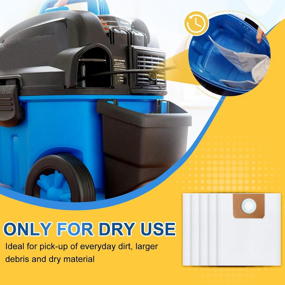KEEPOW 4 Gallon Vacuum Dust Bags for Vacmaster VF408 VF408B VF410P