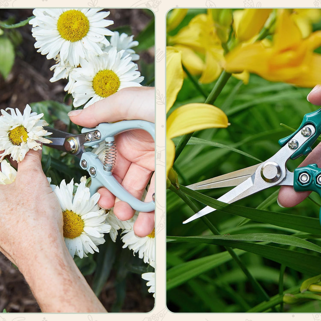 Pruning Shears - Herb Snipping Scissors- Lightweight Gardening Tools W/Easy Lock - Flower Cutter Garden Shears - Gift