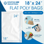 18" X 24" Open-End Flat Poly Bags (500 Count) - 1.1 Mil Clear Plastic Bags
